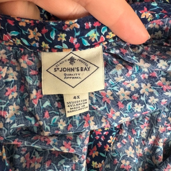 St John's Bay Plus Size Floral Blouse - Picture 7 of 11